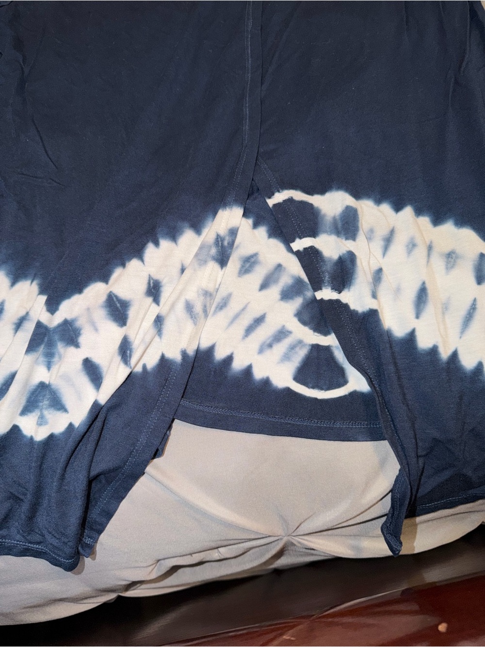 Ideology Navy Tee with White Tie-Dye Hem. EUC - Picture 4 of 6